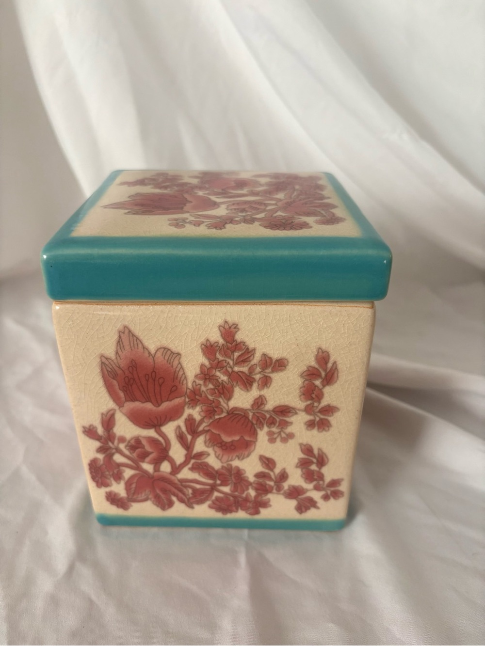 Vintage 90s Y2K ceramic pier 1 storage canister container home decor oriental